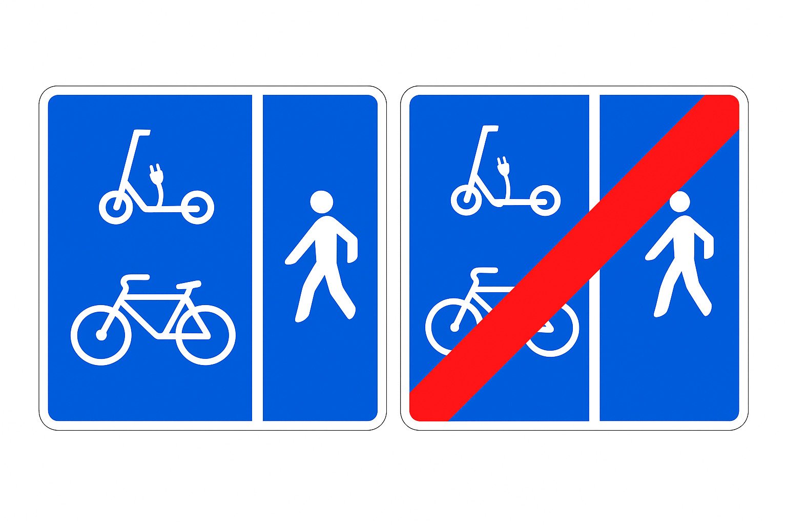 Se&ntilde;ales S-43 S-44 V&iacute;a separada para bicicletas VMP y peatones